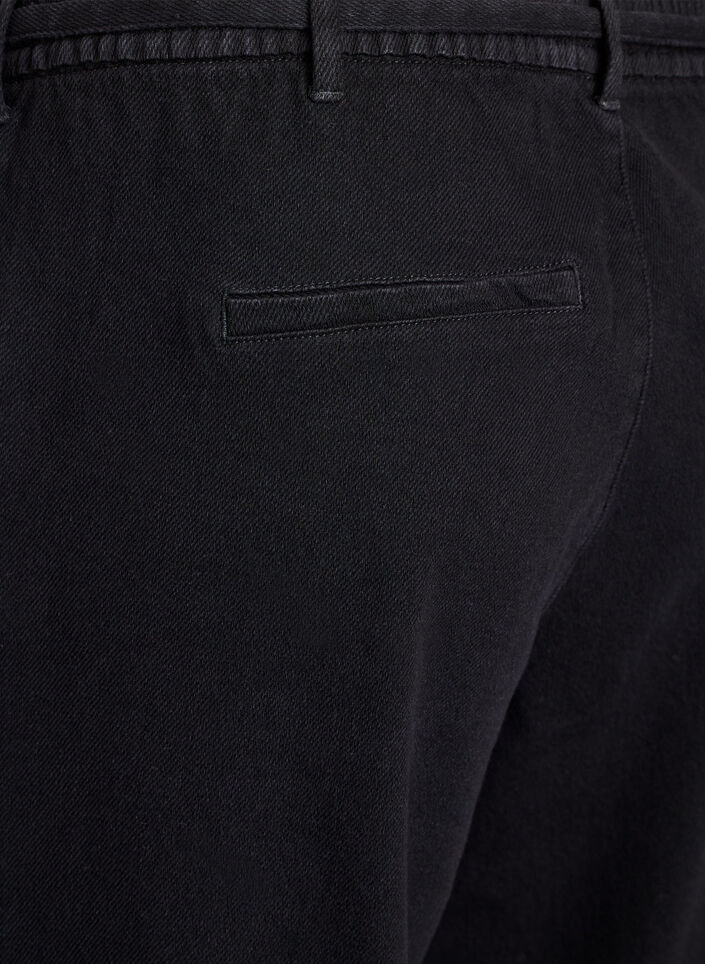 Jeans med l&ouml;s passform, res&aring;r och dragsko, Svart, Packshot image number 3