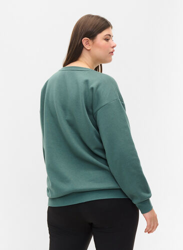 Sweatshirt med sportigt tryck, Dark Forest, Model image number 1