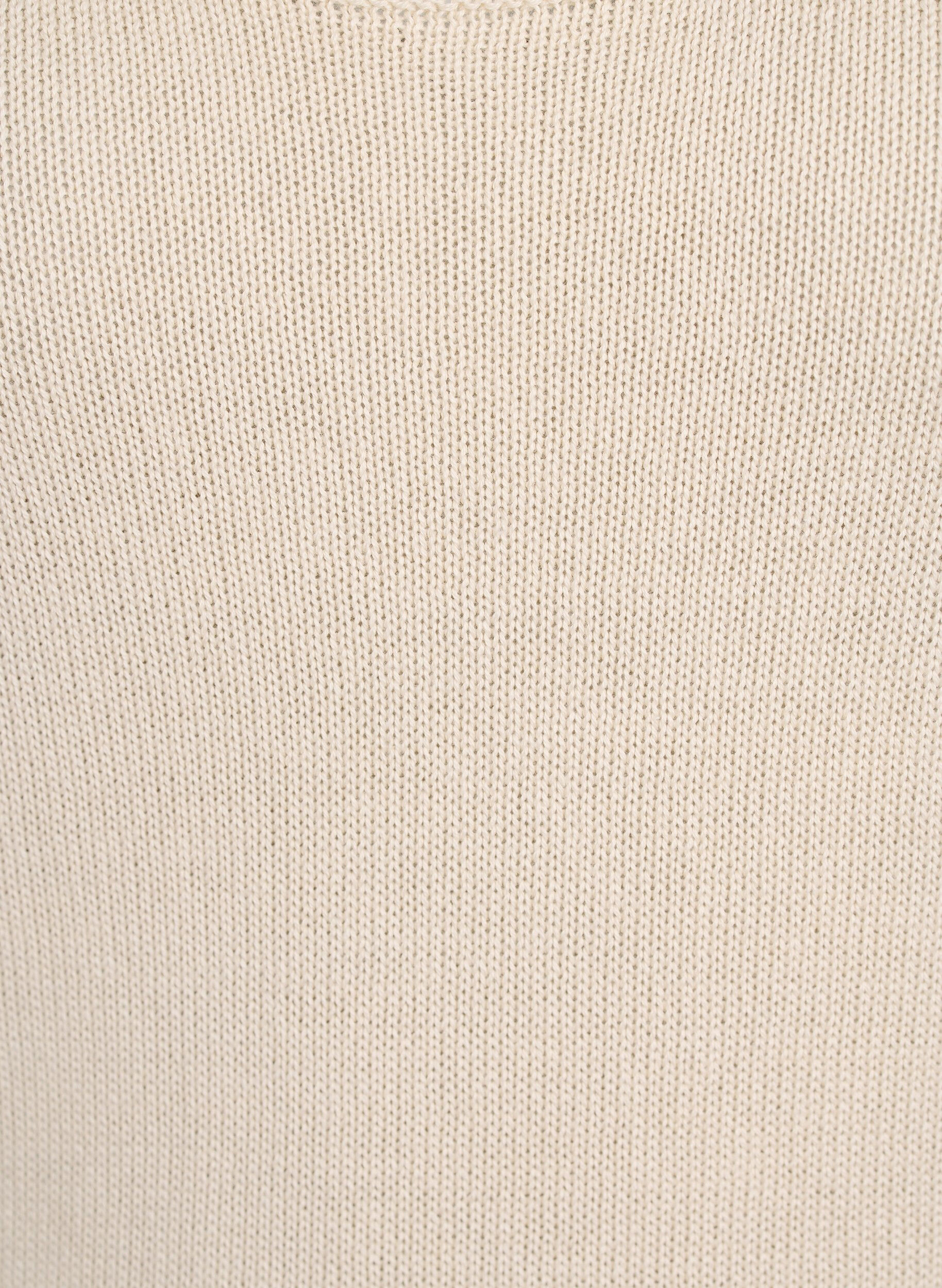 Zizzi &Auml;rml&ouml;s stickad topp med uddkant, Sandshell, Packshot image number 2