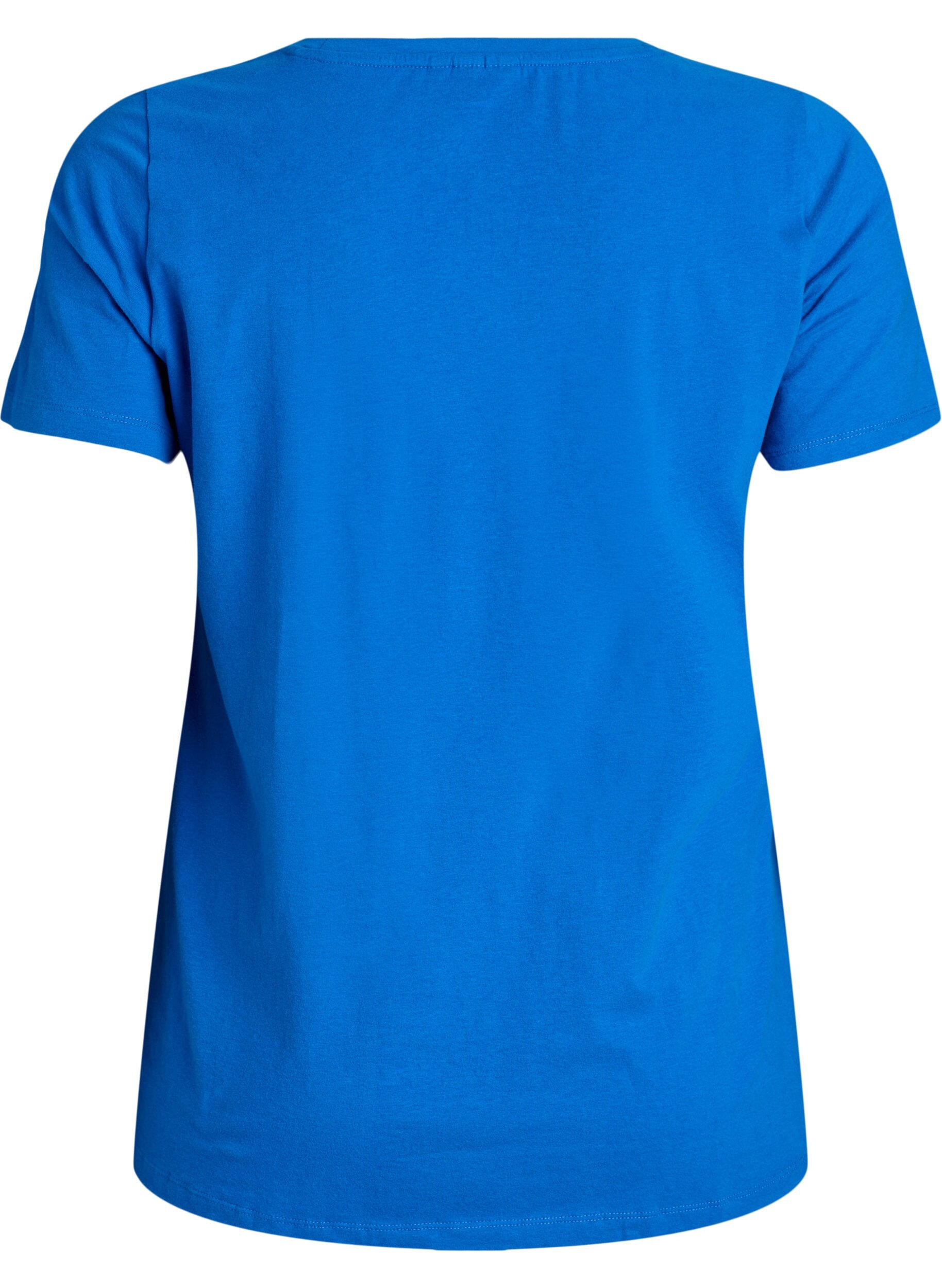 ZizziEnf&auml;rgad bas-t-shirt i bomull, Bl&aring;, Packshot image number 1