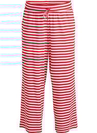 Randiga pyjamasbyxor med hög midja och vida ben, Röd