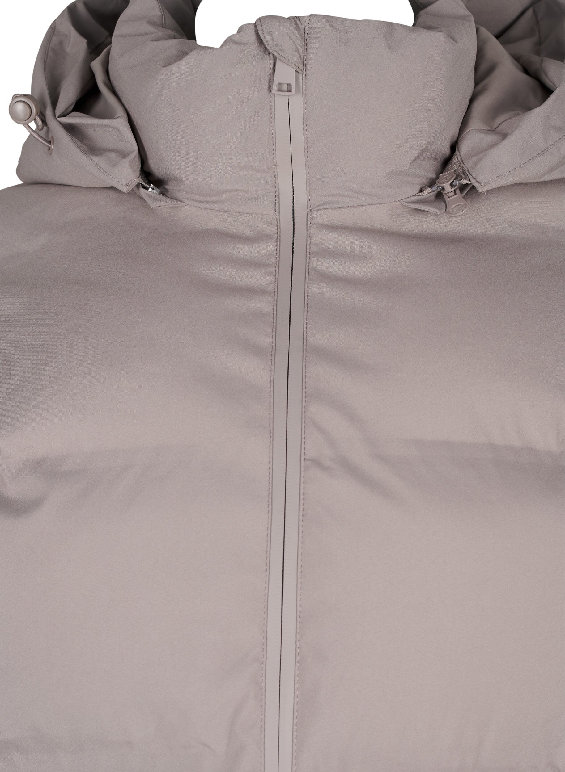 Zizzi Kort pufferjacka med huva, Beige, Packshot image number 2