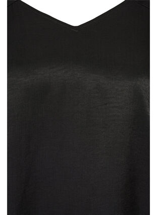 A-linjeformad blus med v-ringning och 3/4 ärmar, Black, Packshot image number 2