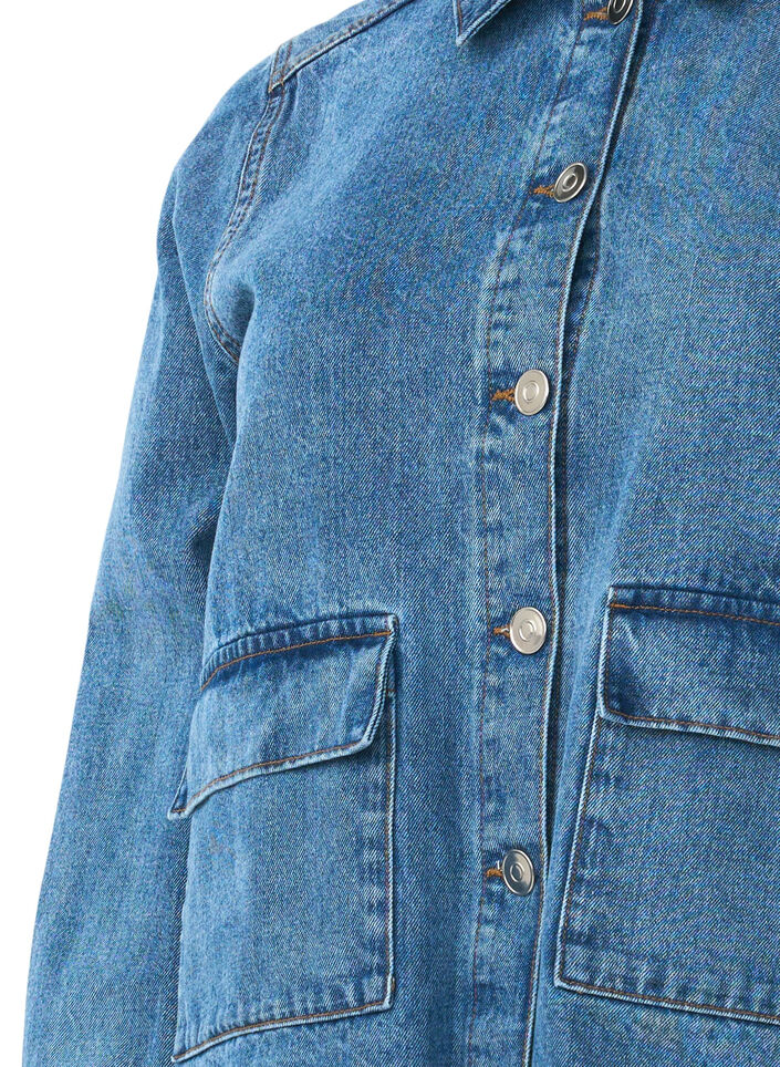 Skjortjacka i denim med fickor, Blue Denim, Packshot image number 2