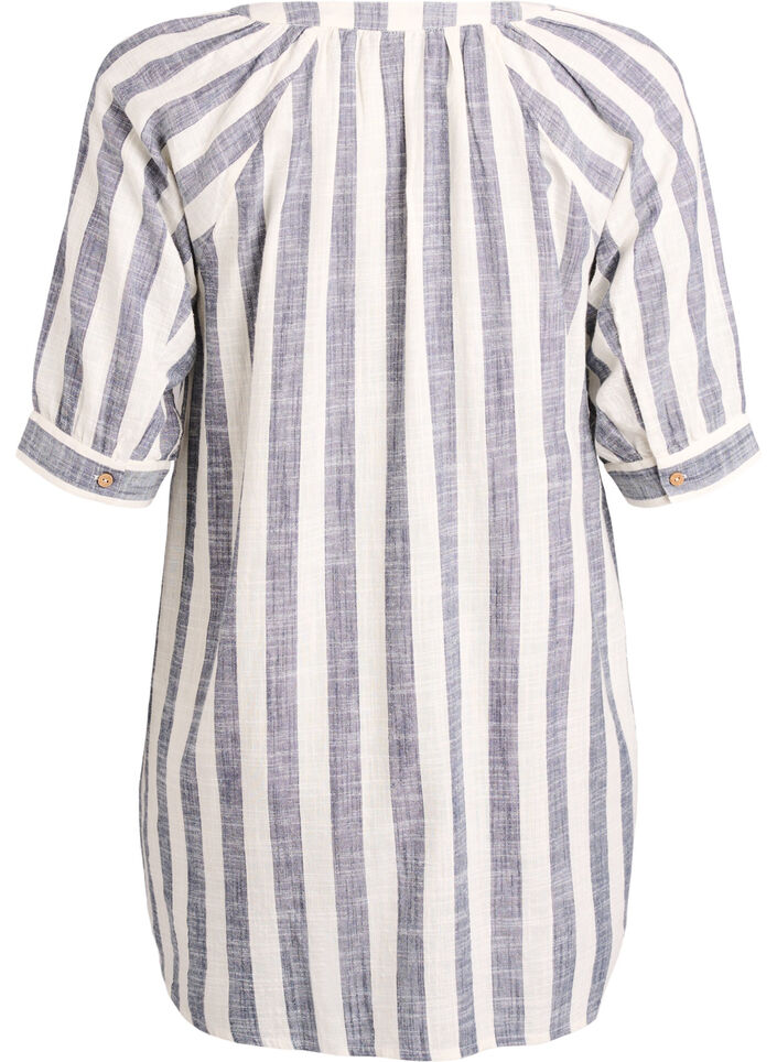 Tunika i bomull med v-ringning, Bl&aring;, Packshot image number 1