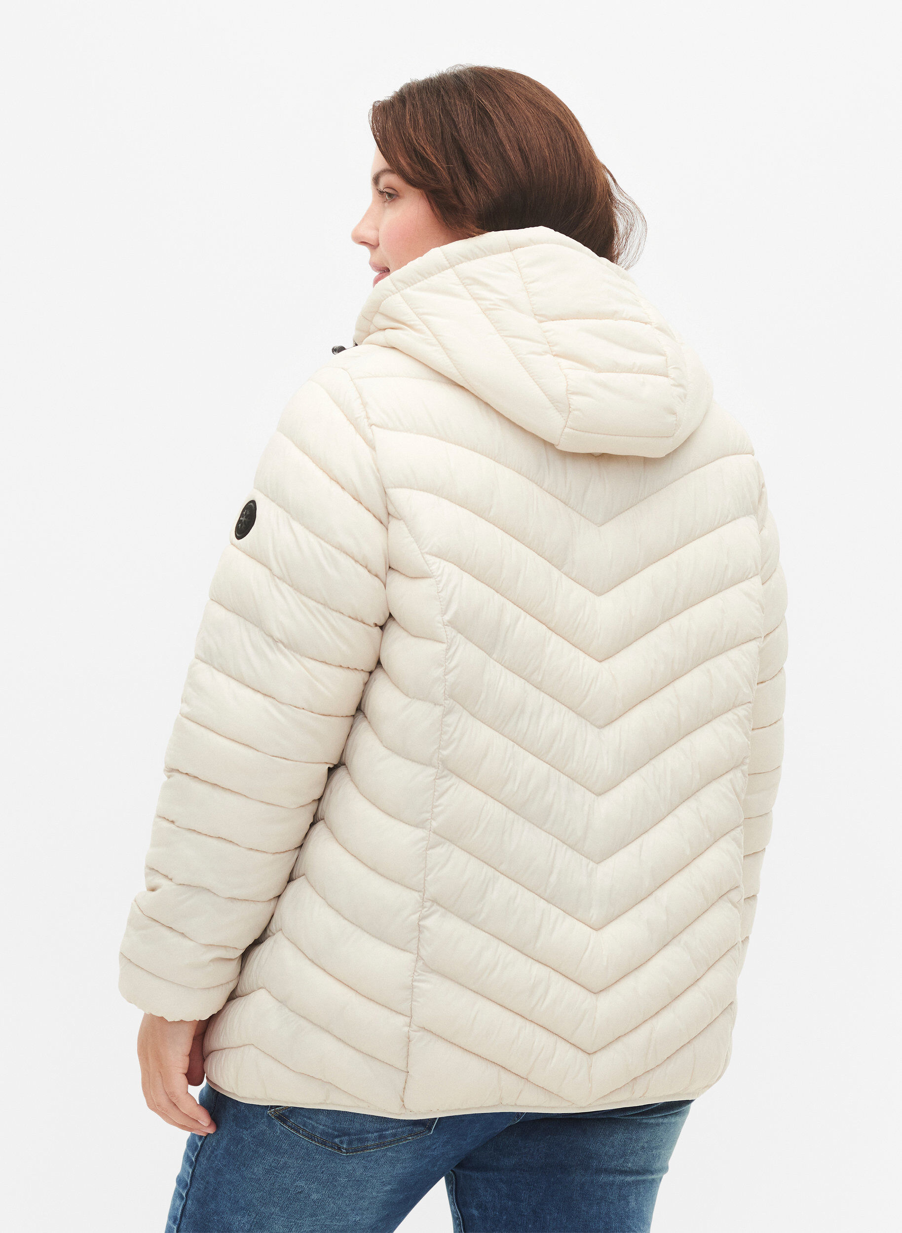 ZizziL&auml;ttviktsjacka med huva, Beige, Model image number 2