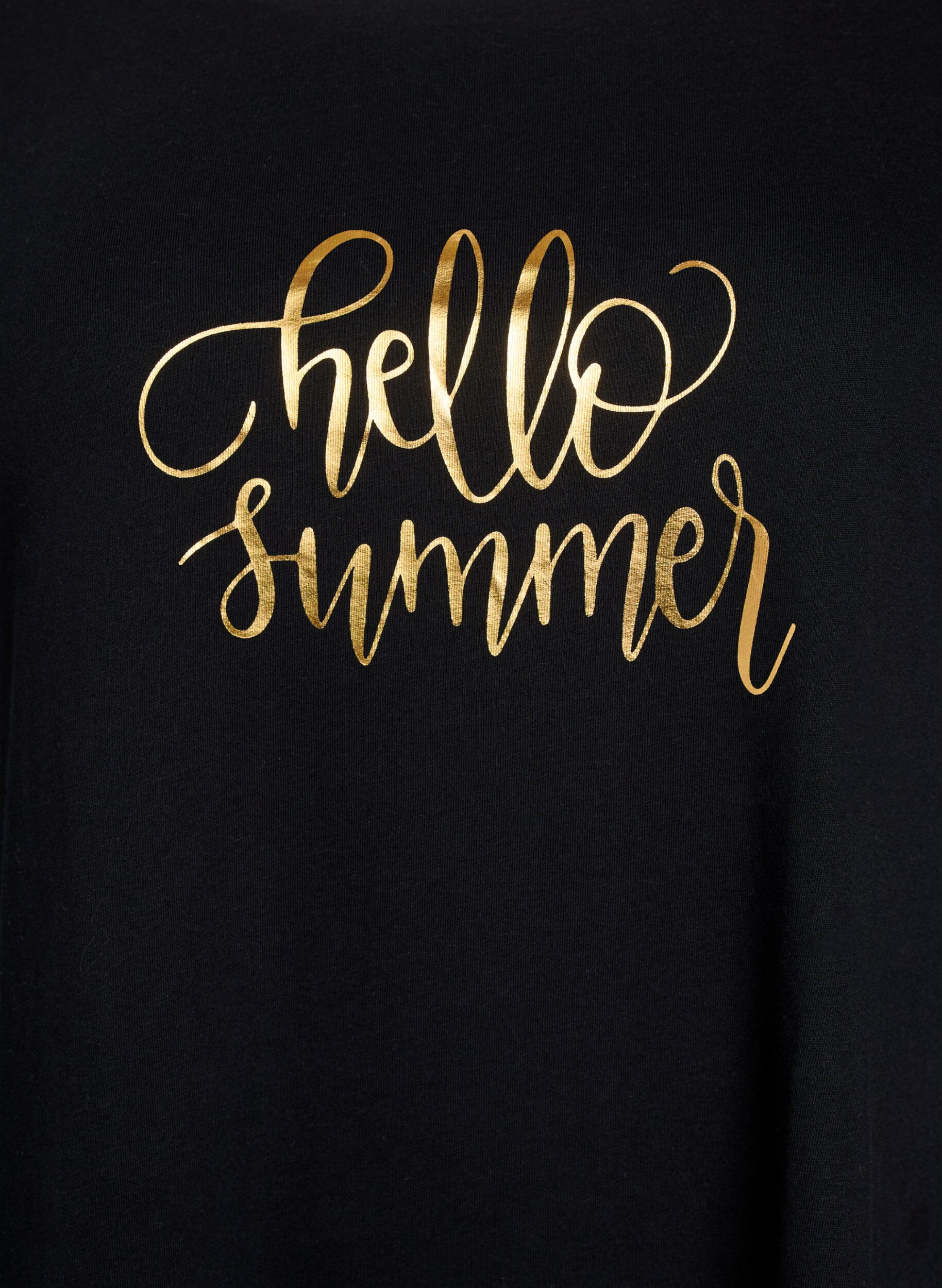 Zizzi T-shirt med rund hals och A-linjeform, Svart, Packshot image number 2