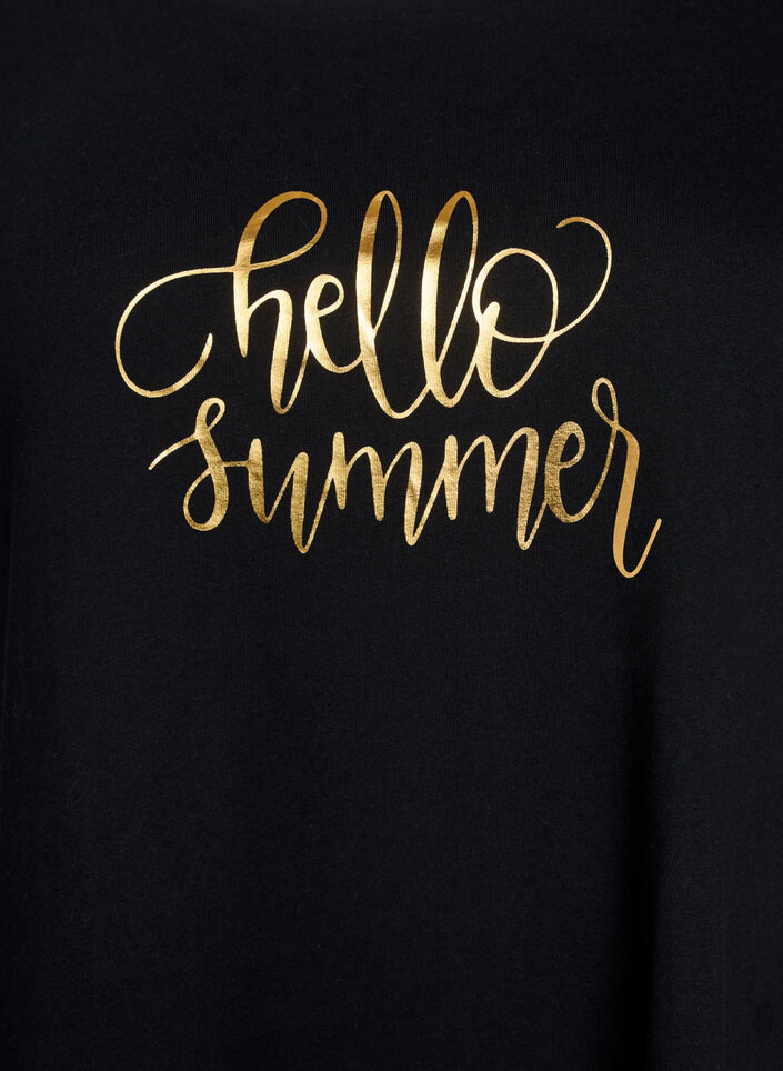 T-shirt med rund hals och A-linjeform, Svart, Packshot image number 2