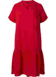 Midiklänning med korta ärmar i bomull, Barbados Cherry