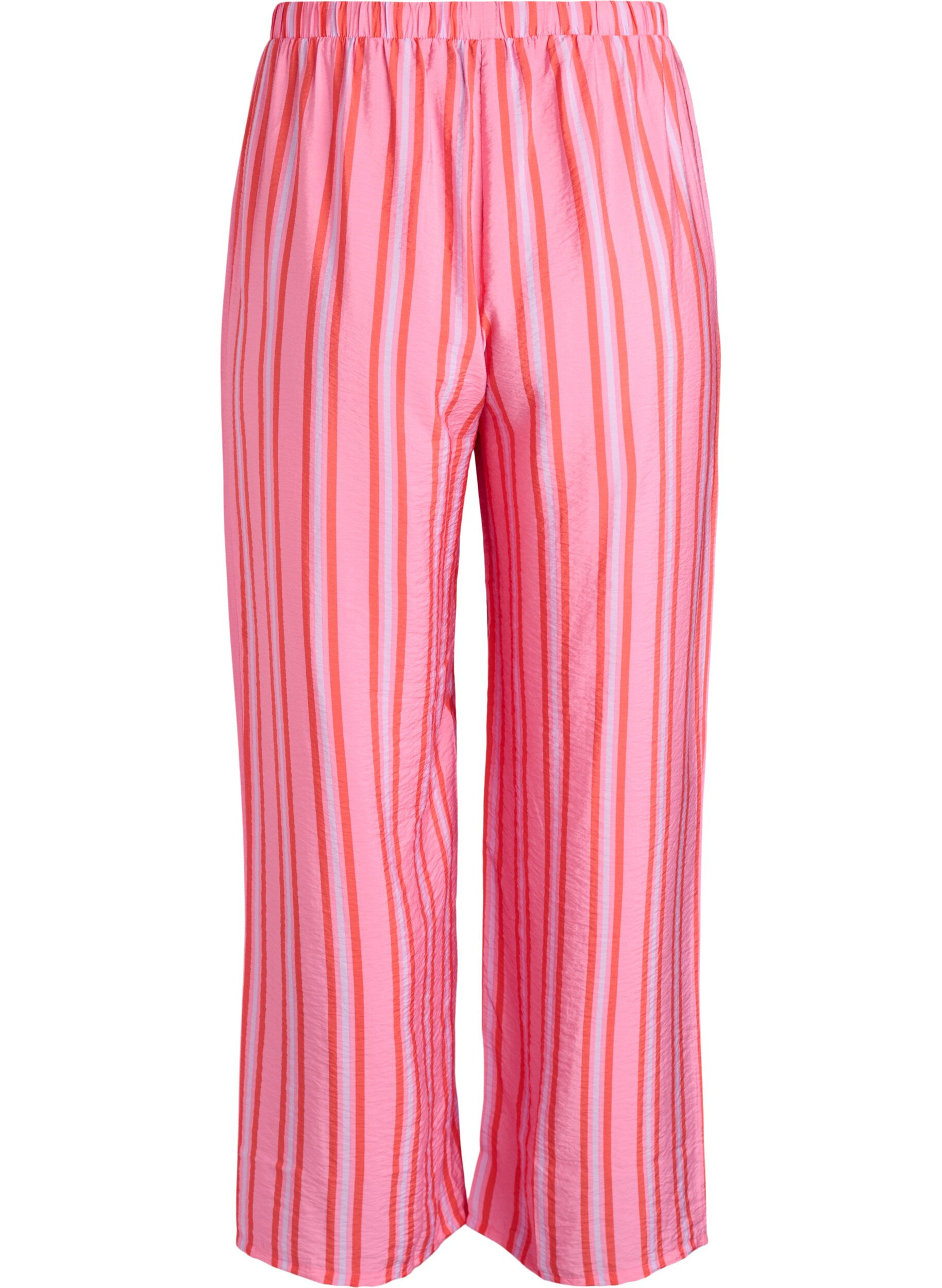 ZizziRandiga byxor med h&ouml;g midja och vida ben, Rosa, Packshot image number 1