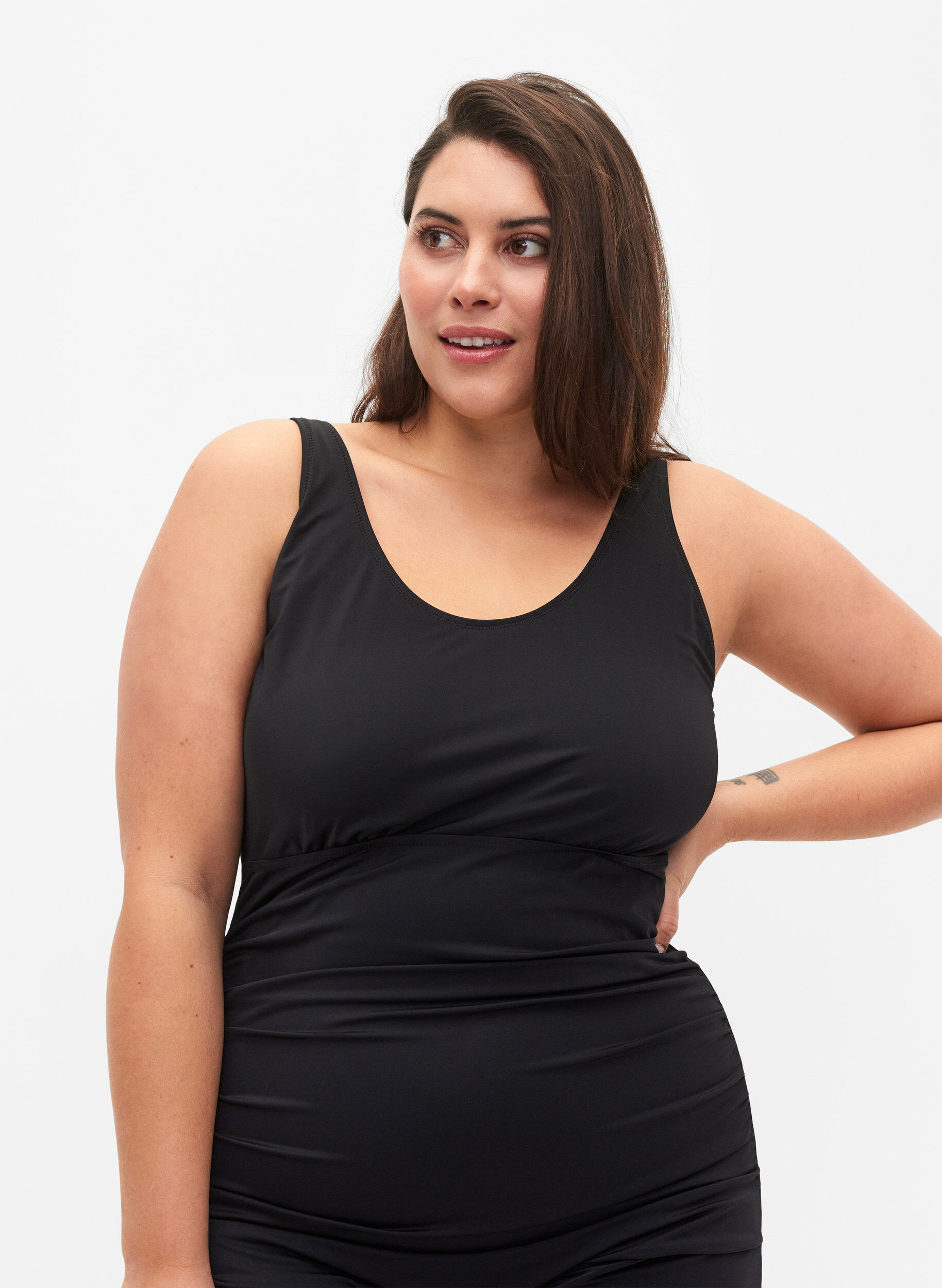 Zizzi Baddr&auml;kt med ben, Svart, Model image number 2