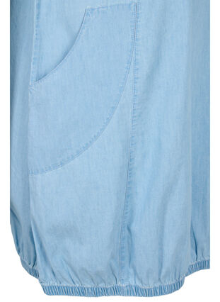 Kortärmad jeansklänning med fickor, Light blue denim, Packshot image number 3