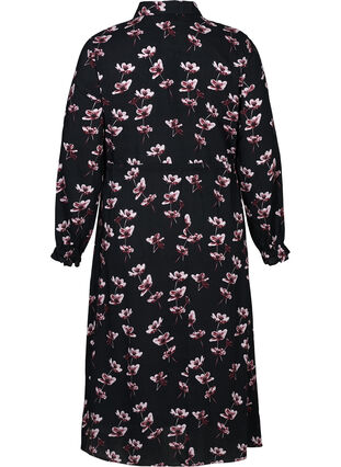 Midiklänning med blommönster, Black AOP, Packshot image number 1