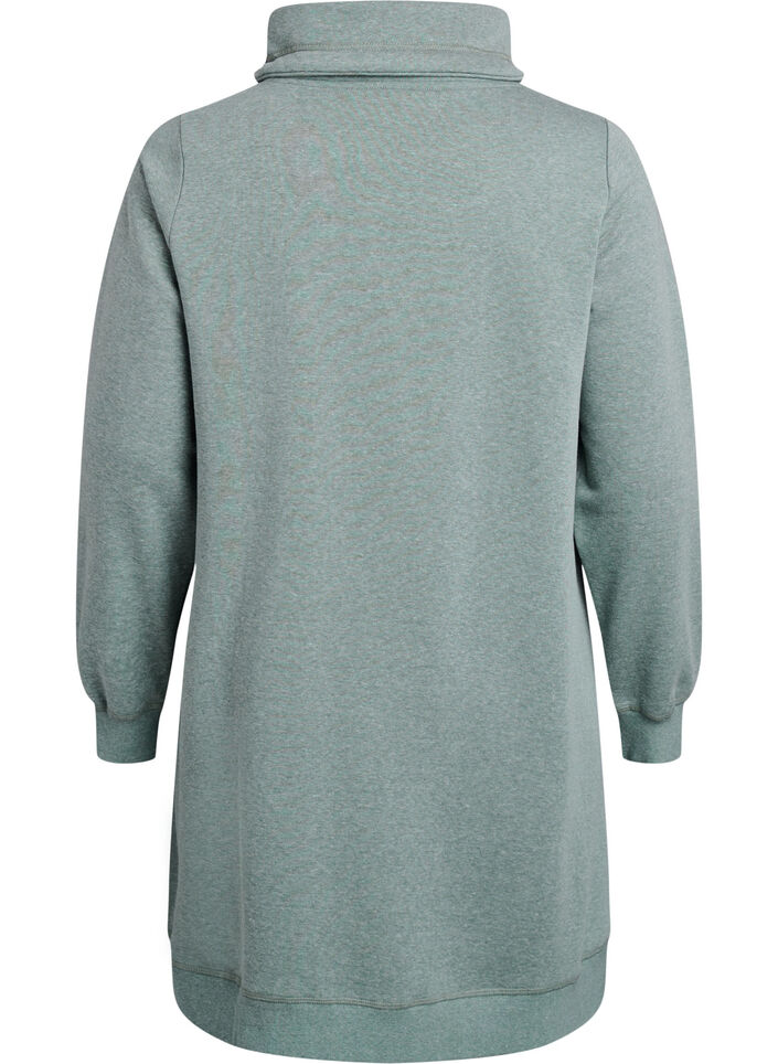 Kort sweatshirtkl&auml;nning med h&ouml;g krage och fickor, Gr&ouml;n, Packshot image number 1