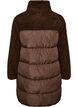 Halvl&aring;ng pufferjacka med teddyfleece, Brun, Packshot image number 1