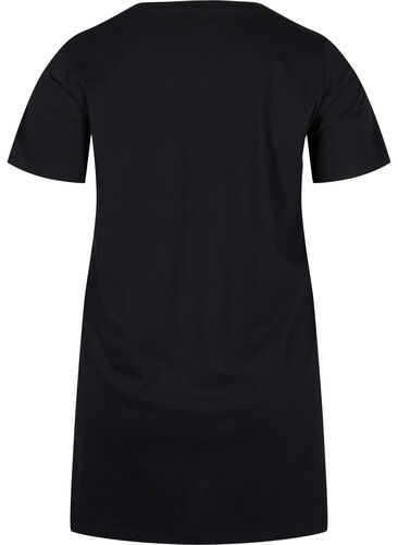 Lång t-shirt i bomull med korta ärmar, Black Tiger, Packshot image number 1