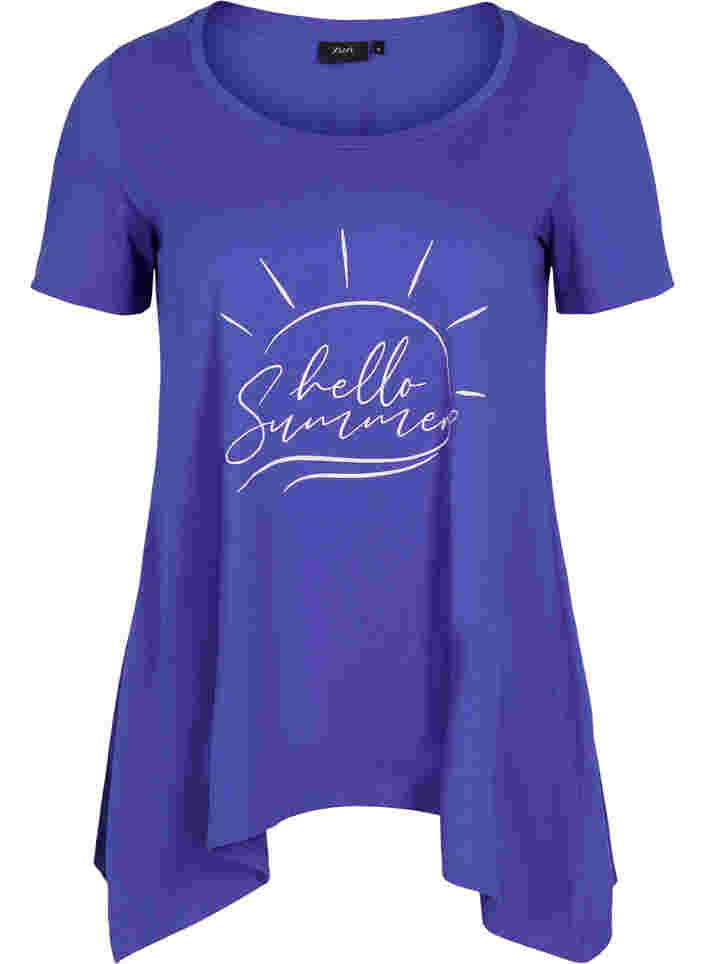 A-linjeformad t-shirt i bomull, Dazzling Blue HELLO 
