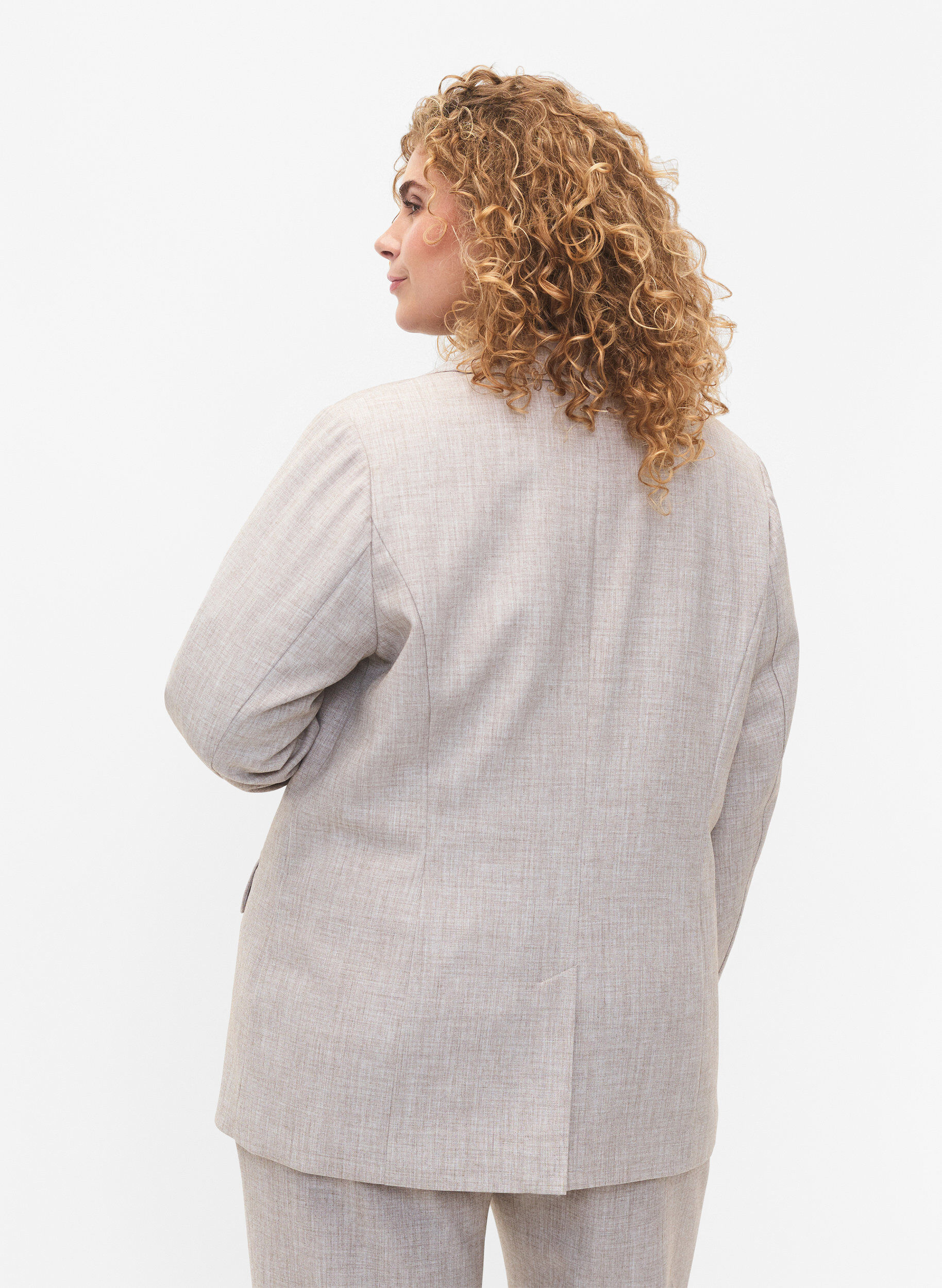 Zizzi Melerad kavaj med knappst&auml;ngning, String, Model image number 1