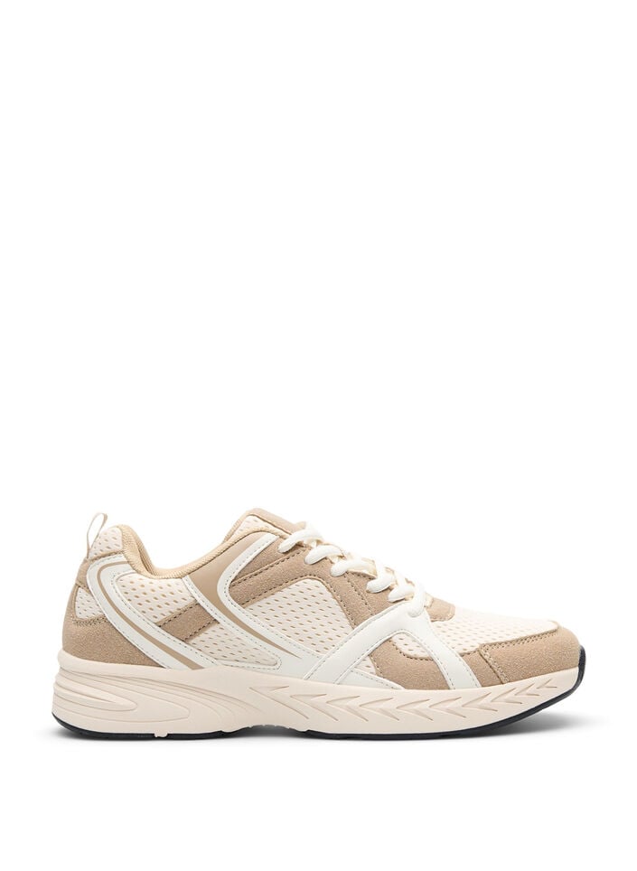 Sportiga sneakers med mesh, Beige, Packshot image number 0
