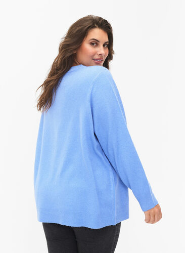 Långärmad tröja med rund hals	, Blue Bonnet Mel., Model image number 1