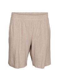 Shorts i linne och viskos med h&ouml;g midja, Beige