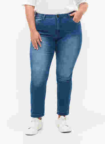 Slim fit Emily jeans med normalhög midja, Light blue, Model image number 2