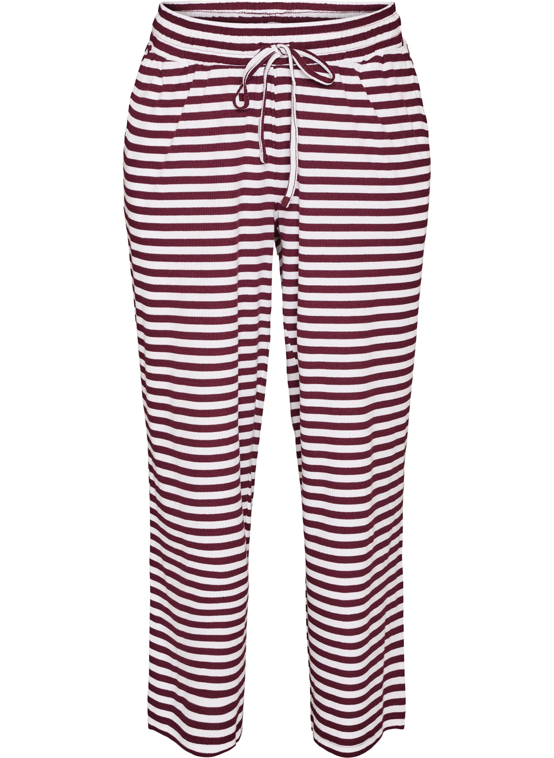 Randiga pyjamasbyxor med h&ouml;g midja och vida ben