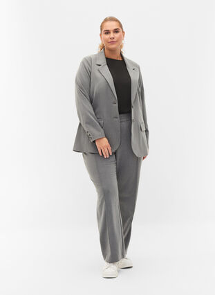 Enkel blazer med fickor, Medium Grey Melange, Model image number 3