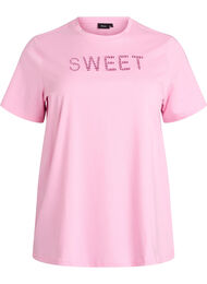 T-shirt i bomull med broderad text, Vit