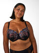 Formpressad BH med blomsterbroderi, Svart, Model image number 0