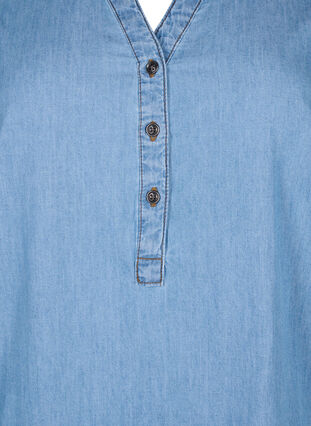 Denimklänning med slits och korta ärmar, Blue denim, Packshot image number 2