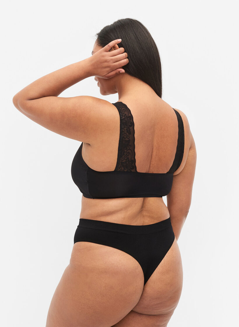 2-pack bas stringtrosor med normalhög midja, Black, Model image number 1