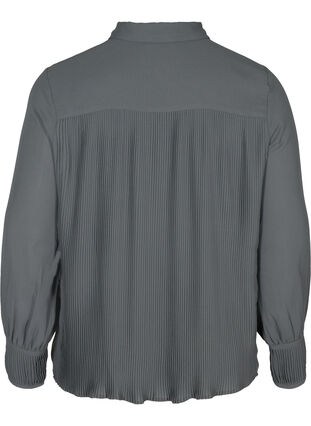 Skjorta med plissering och pärlknappar, Asphalt, Packshot image number 1