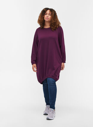 Enfärgad sweatshirtklänning med långa ärmar, Winter Bloom, Model image number 2