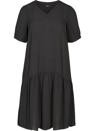 A-linjeformad klänning med 2/4 ärmar, Black, Packshot image number 0