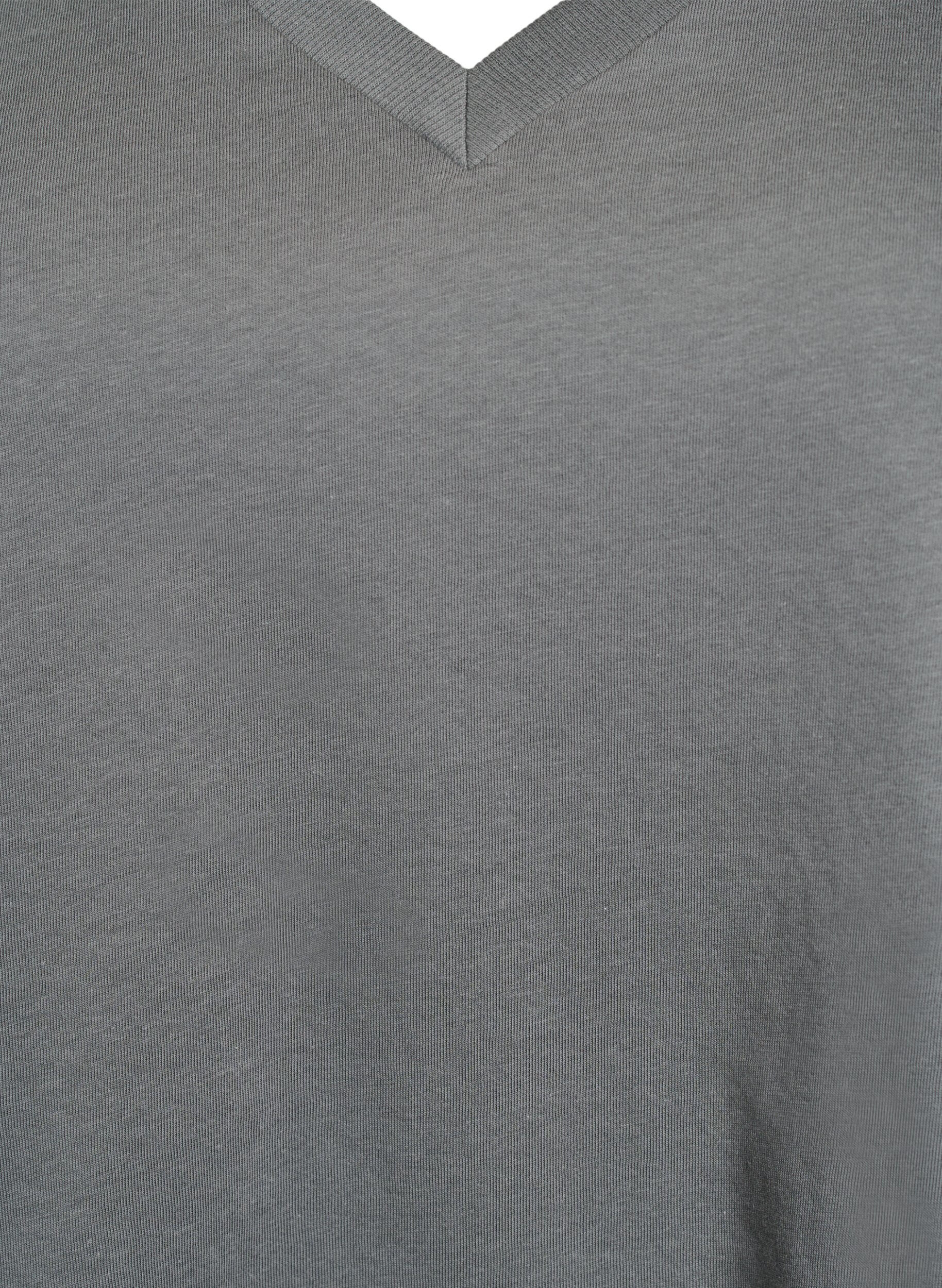 Zizzi Enkel T-shirt i bomull med v-ringning, Gr&ouml;n, Packshot image number 2