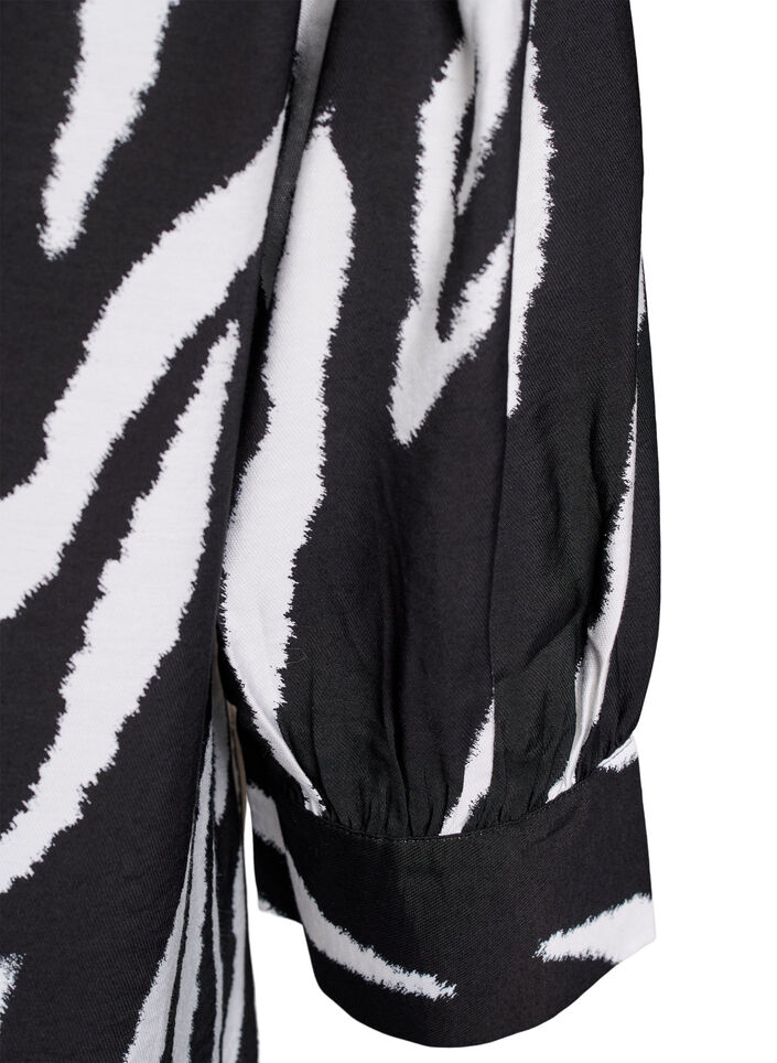 Blus med smock och l&aring;nga &auml;rmar, Svart, Packshot image number 3
