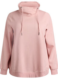 Sweatshirt med h&ouml;g krage och fickor, Rosa