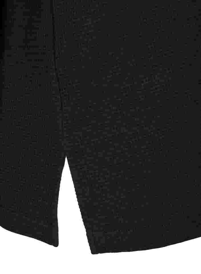 Bomullsblus med v-ringning och 3/4-ärmar, Black, Packshot image number 3