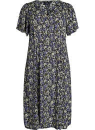 Midikl&auml;nning i viskos med blommigt m&ouml;nster, Svart