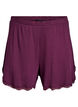 L&ouml;sa nattshorts med ribbstickad textur och spetskant, M&ouml;rk Bordeaux, Packshot image number 0