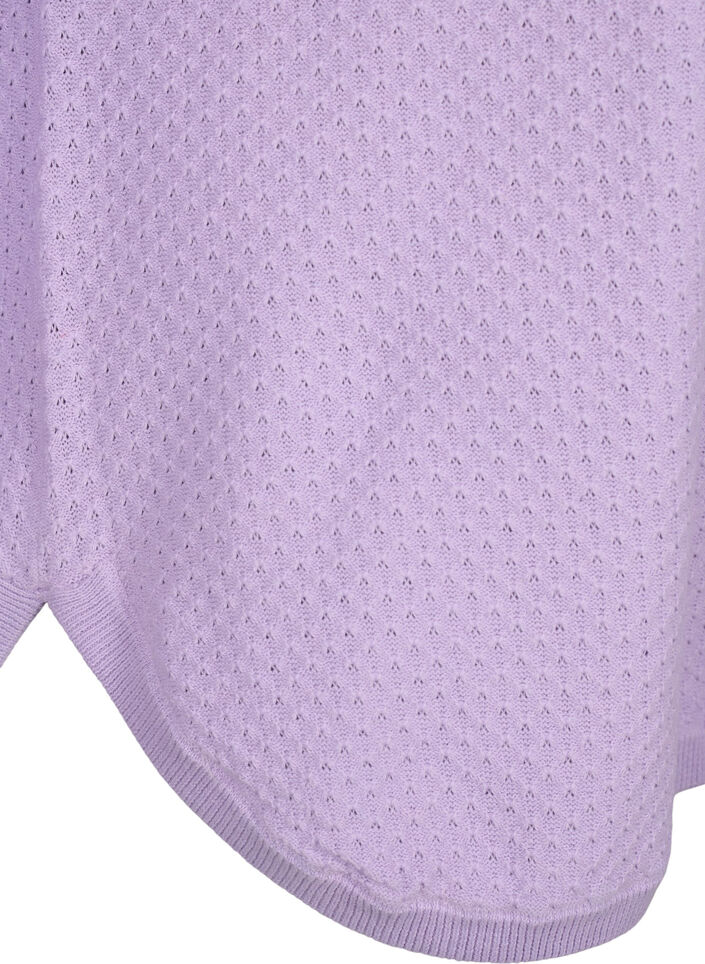 Pullover i ekologisk bomull med strukturmönster, Lavender, Packshot image number 3