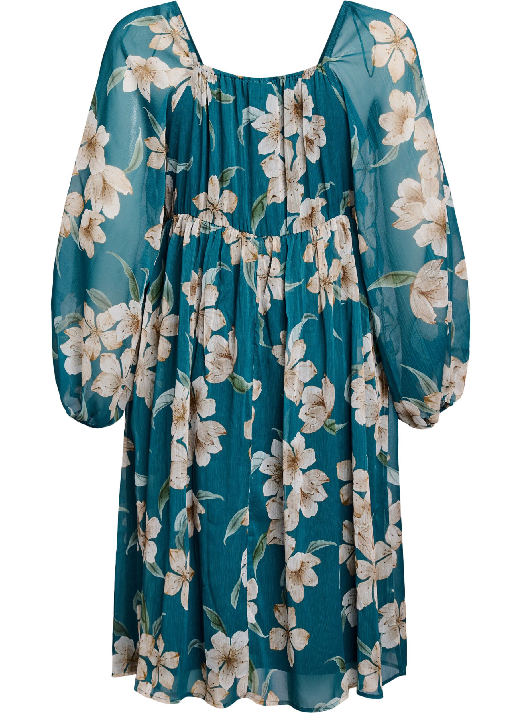 Zizzi Festkl&auml;nning i chiffong med l&aring;nga &auml;rmar, Gr&ouml;n, Packshot image number 1