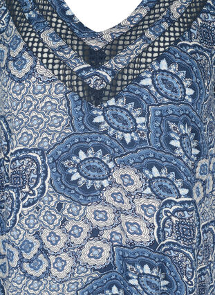 Viskosklänning med 3/4 ärmar och tryck, Asian Blue print, Packshot image number 2