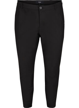 Klassiska byxor med hög midja och ankellängd, Black, Packshot image number 0