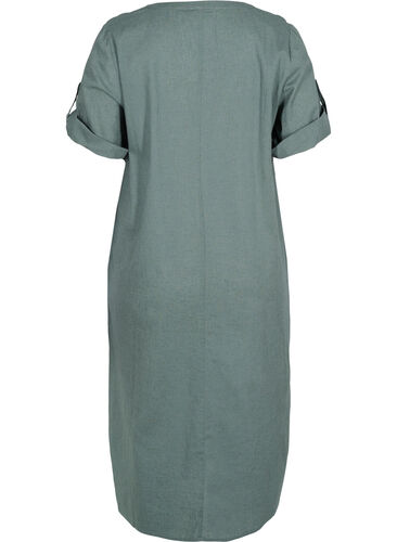 Lång skjortklänning med korta ärmar, Balsam Green, Packshot image number 1