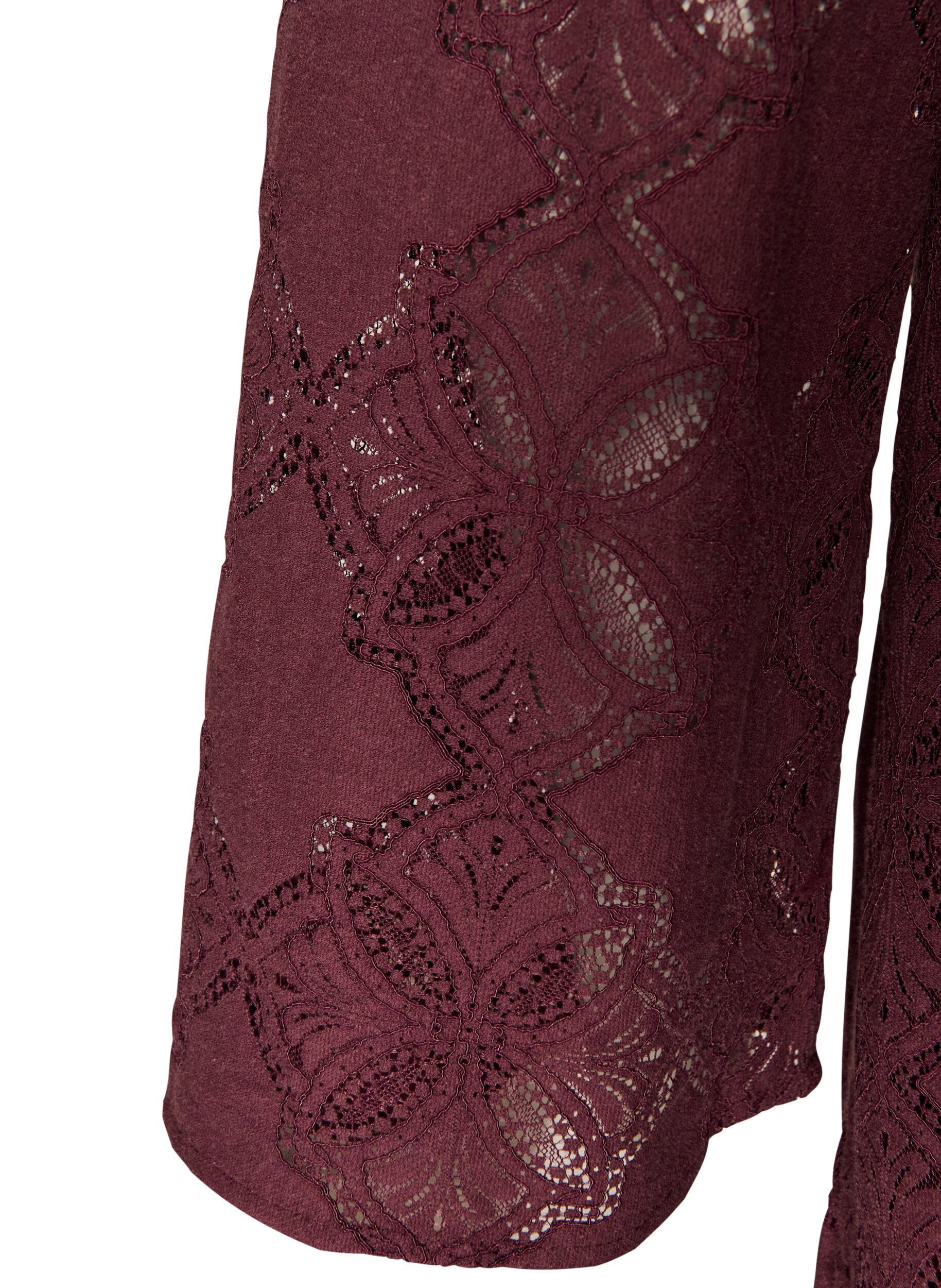 ZizziSpetskl&auml;nning med l&aring;nga &auml;rmar och volangkant, M&ouml;rk Bordeaux, Packshot image number 3