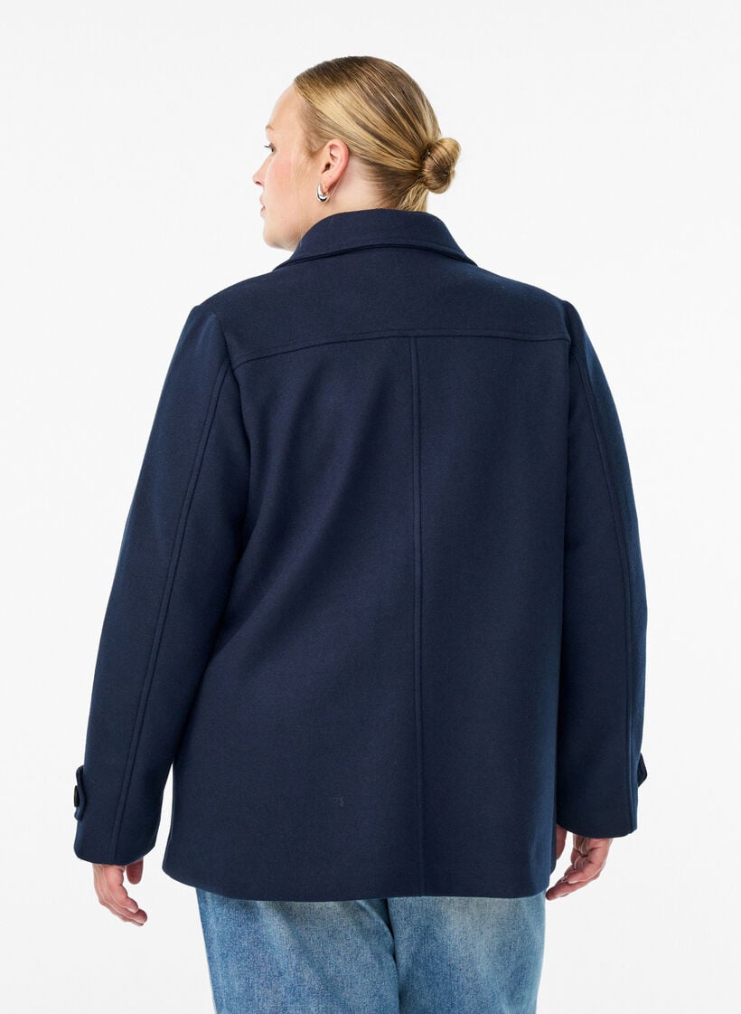 Kort kappa med dubbelkn&auml;ppt kn&auml;ppning, Bl&aring;, Model image number 2