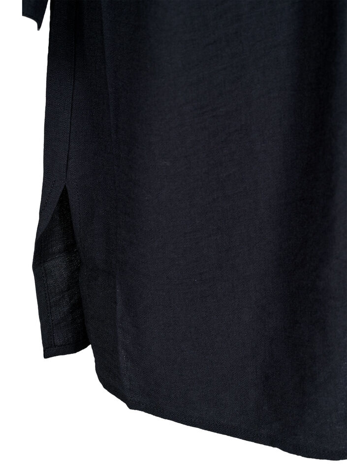 Skjortklänning med knytskärp och långa ärmar, Svart, Packshot image number 3