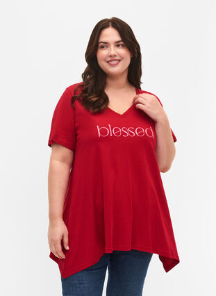 T-shirt i bomull med kort ärmar, Barbados Cherry BLES, Model image number 0